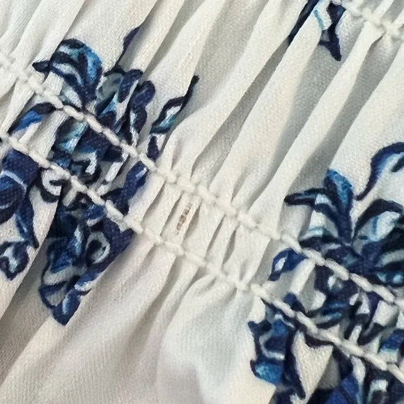 NWT caroline constas lydia off the shoulder top in blue toile spot